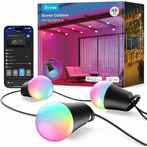 Govee Smart Outdoor String Lights, 48ft, Corded Electric