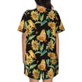 thumbnail image 4 of Womens Pajama Sets With Pocket, Sunflowers Bird Lounge Sets Short Sleeve Sleepwear PJ Sets for Women, 4 of 6
