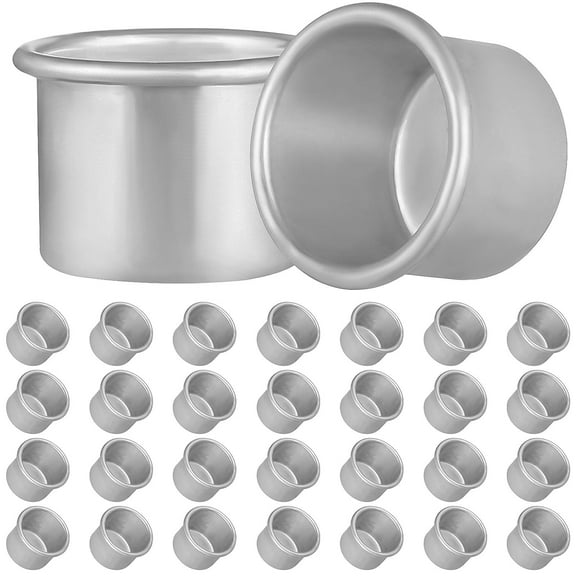 Raindrops 30Pcs Small Candlestick Holder for Taper Candles Silver Aluminum Rolled Edge Design Simple Shape