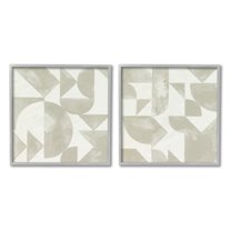 Stupell Industries Abstract Geometric Triangle Shapes Painterly Beige Strokes Painting Gray Framed Art Print Wall Art, Set of 2, Design by Grace Popp