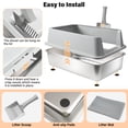 thumbnail image 7 of Stainless Steel Cat Litter Box With Lid  2 Pack Xl Metal Mat & Scoop Odor-free/anti-leakage Non-stick High-sided For Multiple Big Cats(xl/grey), 7 of 7