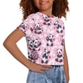 thumbnail image 4 of Uourmeti Pandas Kids Crop Tops 7-8Y Girls Cute Short T Shirt Summer Loose Crew Neck Pullover Lightweight Soft Sweatshirt, 4 of 5