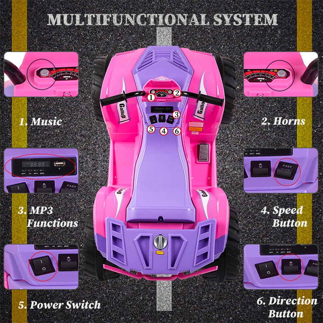 Private Jungle Kids ATV, 12V Battery Powered Electric Vehicle, Ride on Car 4 Wheeler Quad for Boys & Girls Gift, Ride on ATV with LED Lights, Music, Pink & purple, Unisex Private Jungle Kids ATV, 12V Battery Powered Electric Vehicle, Ride on Car 4 Wheeler Quad for Boys & Girls Gift, Ride on ATV with LED Lights, Music, Pink & purple, Unisex