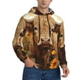 thumbnail image 2 of Honeii Vintage Sunflower Cow Pattern Mens Hoodies Men's Loose Sleeve Sweatshirt,Pullover Hooded Sweatshirt for Men,Essentials Hoodie-Large, 2 of 7