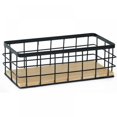 thumbnail image 1 of Metal Storage Basket with Removable Wood Base  Decorative Baskets for Home Storage  Wire Basket for Organizing Small Tableware (L Black), 1 of 7