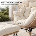 thumbnail image 4 of RADIATA Outdoor Egg Chair with Ottoman and Footrest, Wicker Patio Egg Chair, Indoor Outdoor Egg Chair with 6.5 in Cushion, 420 lb Capacity, Beige, 4 of 9