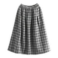 thumbnail image 3 of Women Plaid Skirt with Pockets Midi Length Vintage A Line Skirts (White XXL), 3 of 4