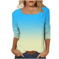 thumbnail image 4 of mfyjkho Tops Para Mujer, Camiseta Informal De Moda Para Mujer, Sin Posicionamiento, Con Cuello Estampado Y Mangas Tres Cuartos Tops Para Mujer Xxxxl, 4 of 7
