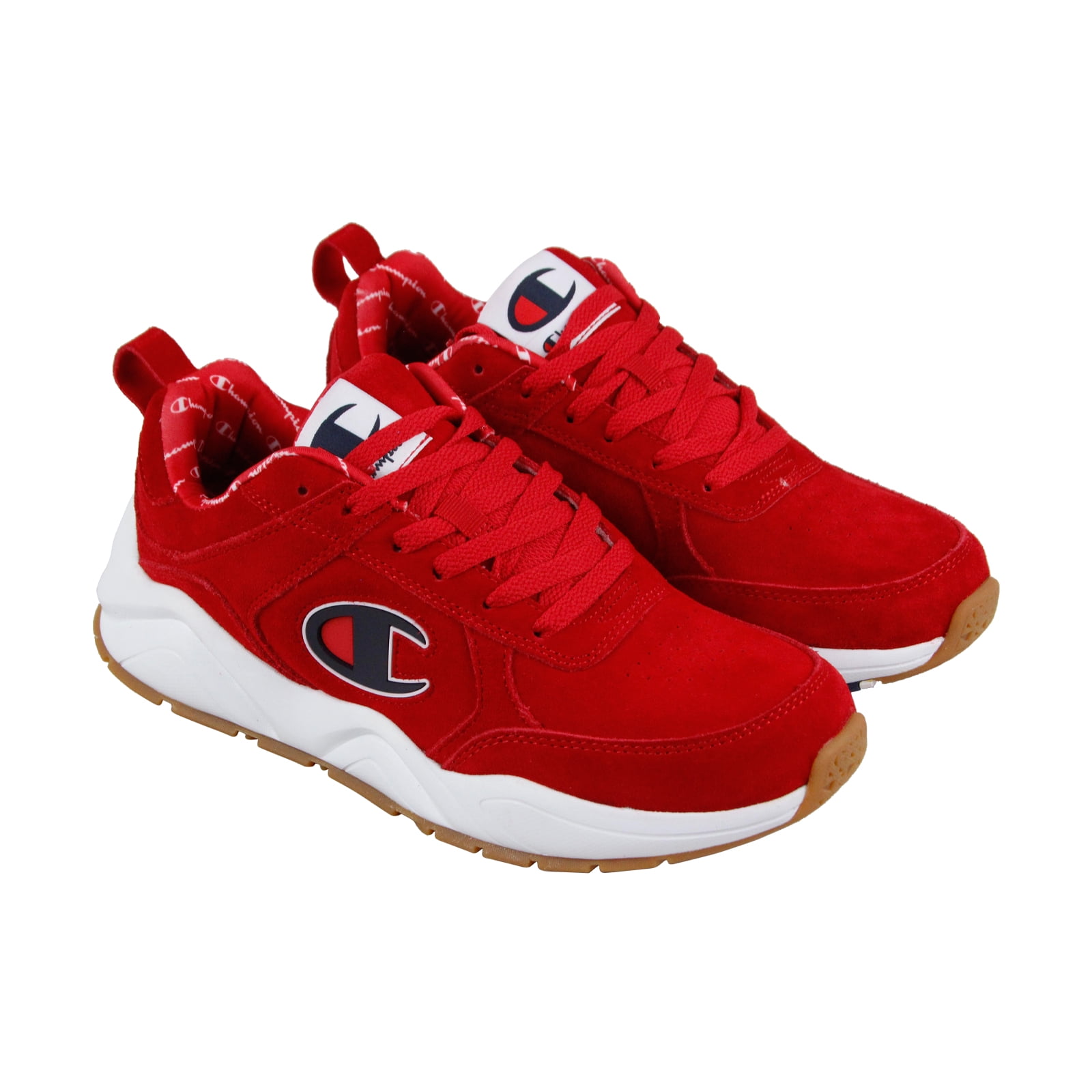 red suede champion shoes