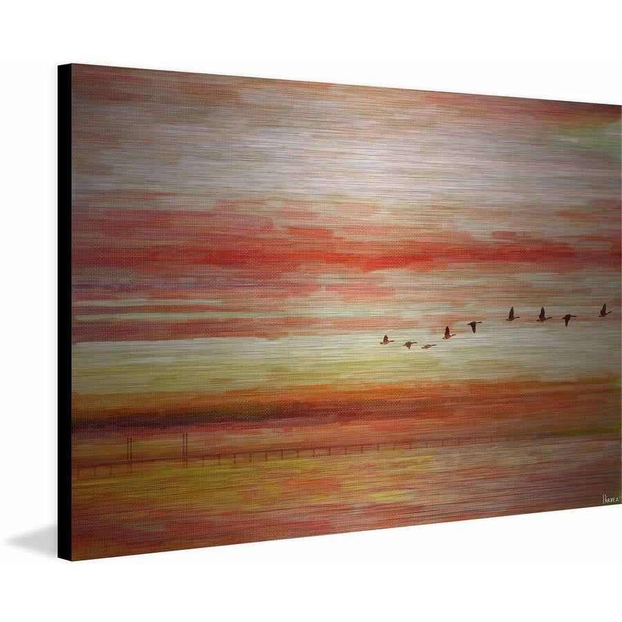 Parvez Taj  'Flying South' Painting Print on Brushed Aluminum 18 x 12