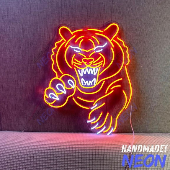 Handmadetneonsign Tiger Neon Sign, Animal Wall Art Decor, Tiger Lover Gift Shop Decor 135592