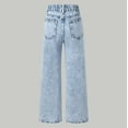 thumbnail image 5 of REDARER Girls Distressed Jeans, Wash Wide Leg Pants with Ripped Details, Comfortable Stretch Denim Trousers,Size:13-14 Years, 5 of 8