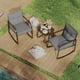 thumbnail image 5 of Zocalo Juego de bistró mecedor de 4 piezas, muebles de patio de acero negro, sillas de porche con mesa de centro de vidrio y cojín de respaldo, para balcón, jardín, terraza y patio,amarillo, 5 of 8