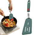 thumbnail image 3 of Flexible Silicone Turner Spatula, Heat Resistant Flat Pancake Spatula for Non-Stick Cookware Griddle Eggs Burgers, Dark Green Angled Slotted, 3 of 5