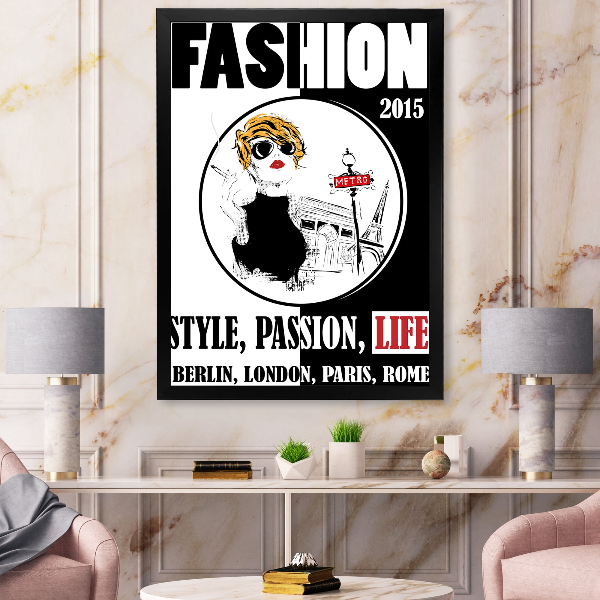 Designart 'Style Passion Life Fashion Woman I' Vintage Framed Art Print