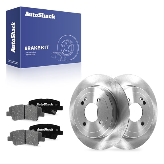 AutoShack Rear Solid Brake Rotors   Ceramic Pads 6-PC Brake Kit Replacement for 2018-2023 Kia Rio 2018-2022 Hyundai Accent 10.31" (262 mm)