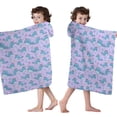 thumbnail image 4 of Purple Cartoon Narwhal Pattern Hooded Bath Towel，50"x30" for Ages 3 To 12 Kids, Quick Dry Lightweight Soft Microfiber Hood Beach Towel Cover Up for Kids, 4 of 7