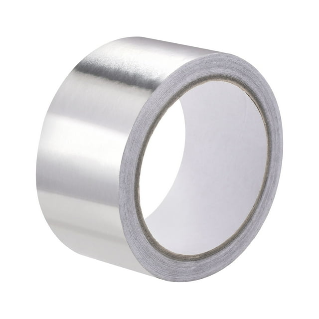 Unique Bargains Ruban en Papier D\'aluminium 50 mm Haute Température pour CVC, Étanchéité, Rapiécage de Conduits d'Air Chaud et Froid Adhésif Simple Face 20 M/65 Pi
