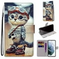 thumbnail image 2 of For Samsung Galaxy S22 Plus Case, Mantto Magnetic PU Leather Phone Case With Hand Rope Strap Cute Pattern Painted Flip Credit/ ID Card Wallet Slots Stand, Cat, 2 of 8