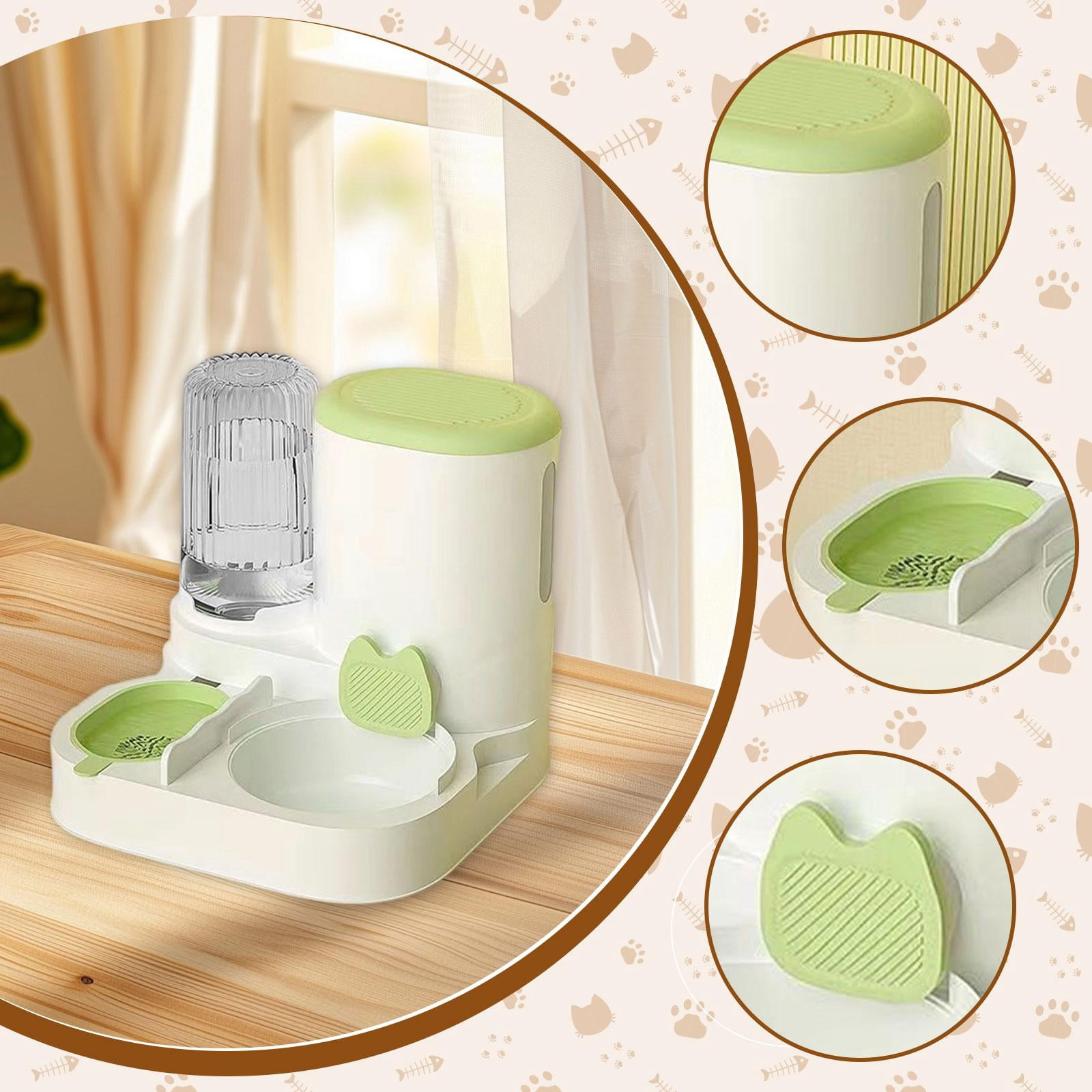 Serenable Automatic Cat Feeder and Water Dispenser Automatic Pet Feeder Compact Pet Supplies Travel Supply Food feed Dog Bowl for Puppy green