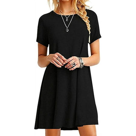 Women Summer Casual T Shirt Dresses A Line Swing Simple Multicolor