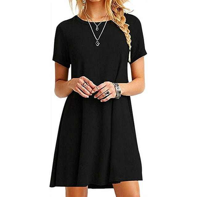 Robe T-Shirt Décontractée d'Été pour Femme, Ligne A, Évasée, Simple, Multicolore, Mini