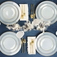 thumbnail image 5 of EcoQuality 9" inch Round Hammered Translucent White Plastic Dinner Plates with Gold Rim - China Like Party Plates, Heavy Duty Large Disposable Charger Salad Plate Weddings, Serveware (240 Pack), 5 of 5
