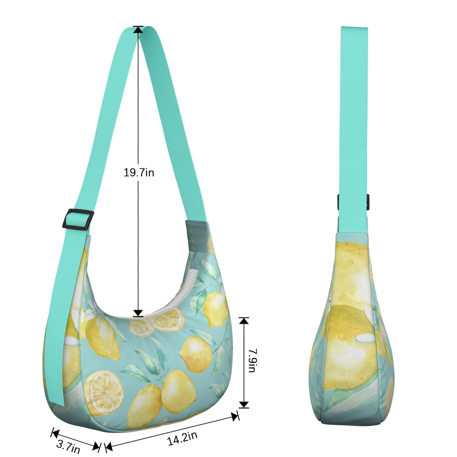 Lemon Lover Shoulder Bag for Women, Yellow Fruit Print Lightweight Crossbody Purse, Modern Summer Hobo Tote, Water-Resistant Nylon Handbag with Spacious Interior