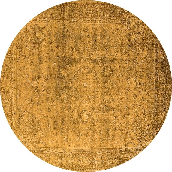 Ahgly Company Indoor Round Oriental Orange Industrial Area Rugs, 4' Round