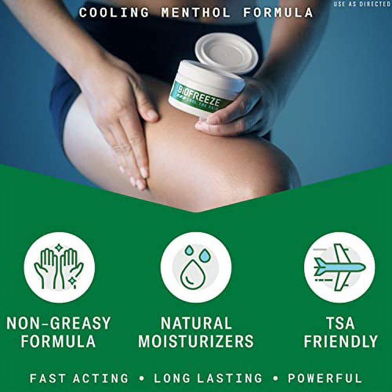 Biofreeze Menthol Pain Relieving Cream 3 OZ Jar For Pain Relief Associated  With Sore Muscles, Arthritis, Simple Backaches, Strains, Bruises, Sprains  And Joint Pain (Packaging May Vary) 