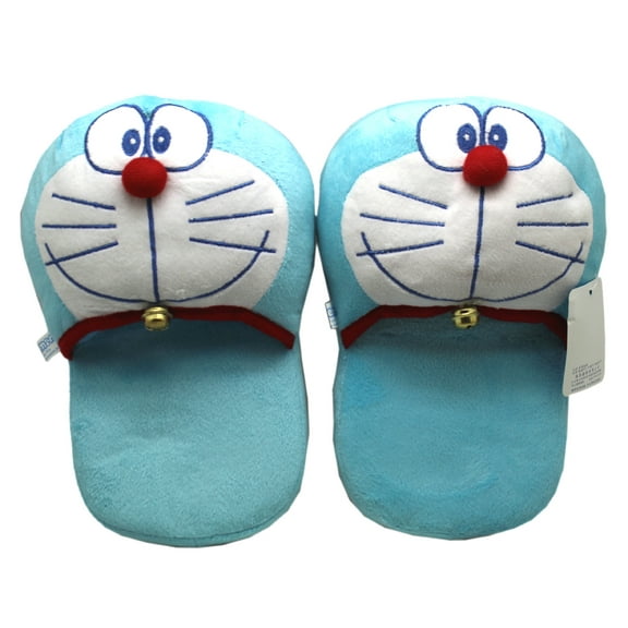 Smiling Doraemon Slippers - Light Blue Plush Slippers