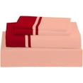thumbnail image 2 of DNG Creations 4 Piece Two Tone Sheet Set - 10 Inch Deep Pocket ( Solid Peach/Red - California King ), 2 of 4