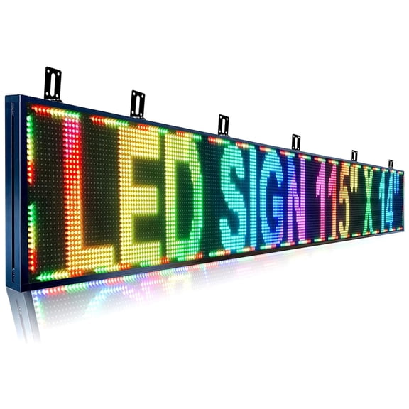 P10 Outdoor LED Digital Sign - 115''x14'' Full Color WiFi Programmable Display Board with High Brightness Scrolling Text, Images & Video for Business Advertising