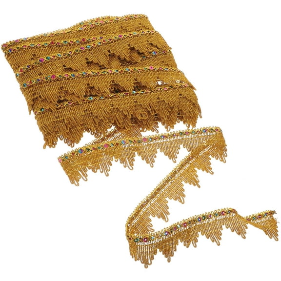 KAKOWELY 1 Set Golden Polyester Fringe Trim Tassel For Home Decoration