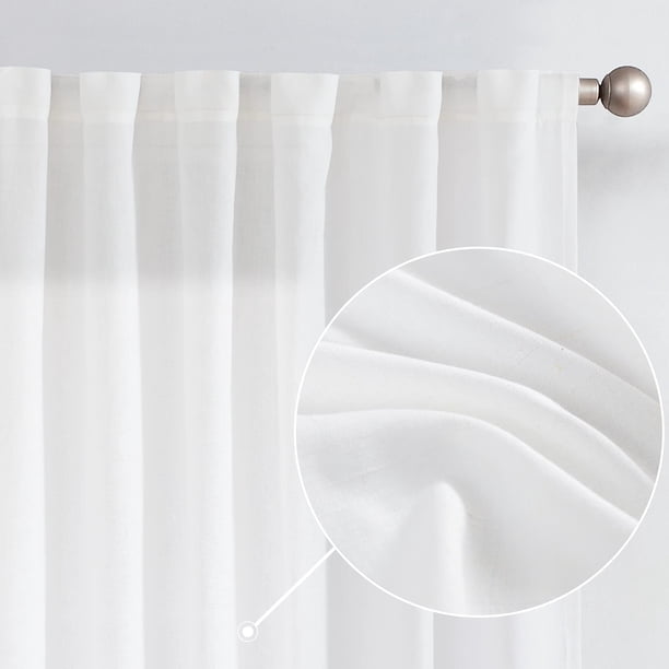 Cortinas Jinchan, mezcla de lino, 160 x 160 cm, color blanco, para sala de estar