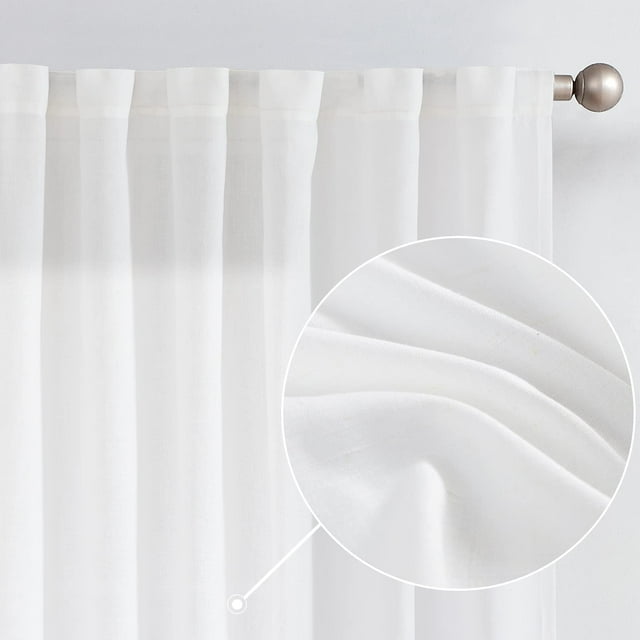 Cortinas Jinchan, mezcla de lino, 160 x 160 cm, color blanco, para sala de estar