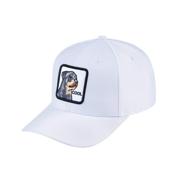 Unisex V2 Embroidered The Dog, 6-Panel Baseball Cap, White/White, Adjustable Fit