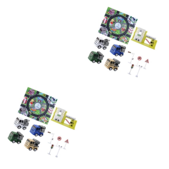 Cateissary Alfombra de juego de juguete de carretera para niños pequeños alfombra de pista de coche con camión militar de colores vibrantes camión militar 2piezas
