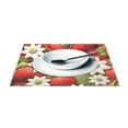thumbnail image 3 of Strawberry with Flowers 4 PCs Placemats Set Linen Non-Slip Table Mat Rectangular Washable for Dining Kitchen Party 12"x18", 3 of 8