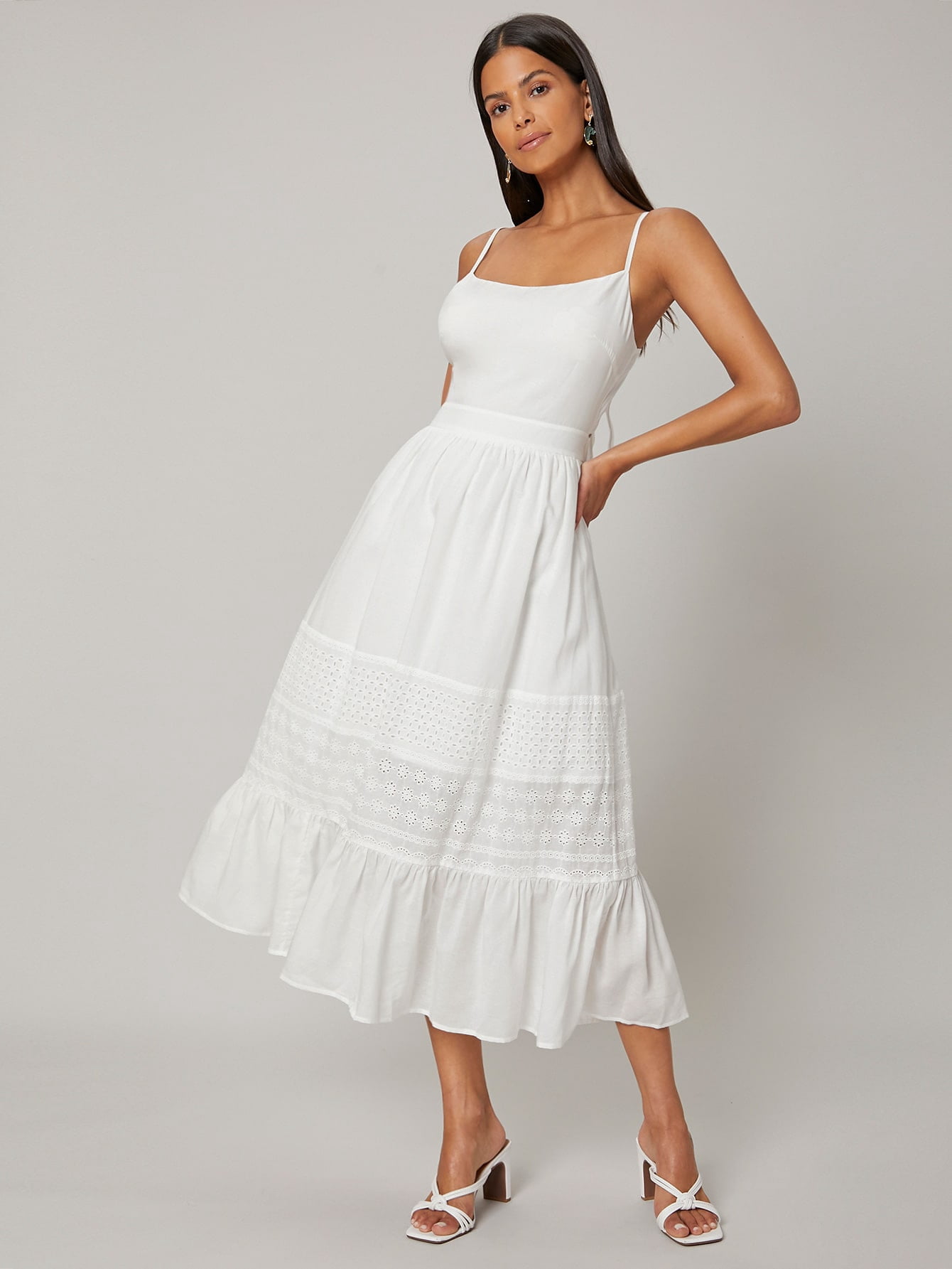 Boho White Women's Linen Flowy Cami 