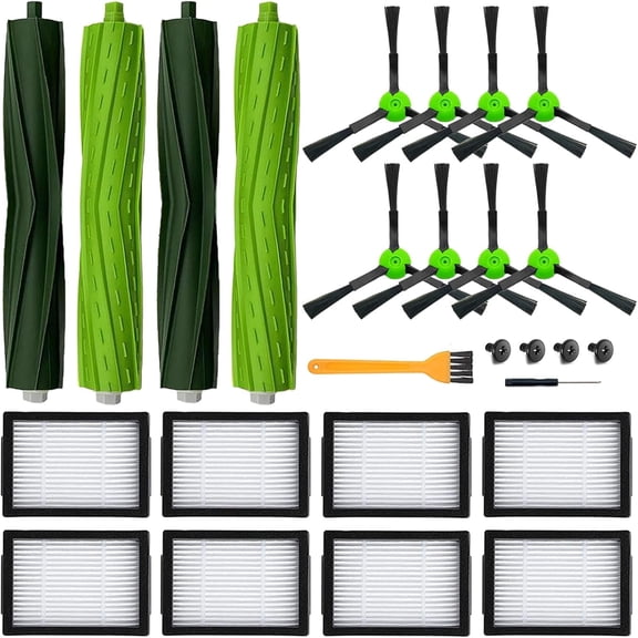 Replacement Parts Accessories Compatible with iRobot Roomba i3 i3  i7 i7  i4 i6 i6 i8 i8 /Plus E5 E6 E7 J7 i5 j5  I,E &J Series Vacuum Cleaner 2 Set of Roller Brush & 8 Filters & 8 Side Brushes