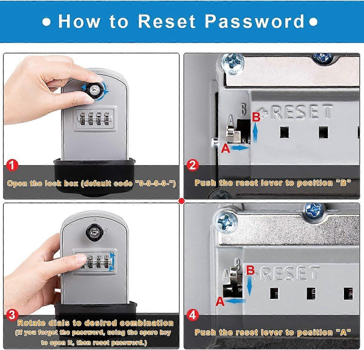 Secure Large Key Box With Code & Emergency Keys, Wall-Mounted Key Box With Outdoor Protective Cover For Factory, Car, Garages