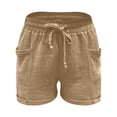 thumbnail image 7 of Linen Shorts for Women 7 Inch Inseam Drawstring Short High Waisted Lightweight Short Beach Vacation Outfits Pockets, 7 of 7