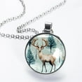 thumbnail image 2 of Elk Deer Glass Circular Pendant Necklace - Stylish Jewelry Statement Piece, 2 of 5