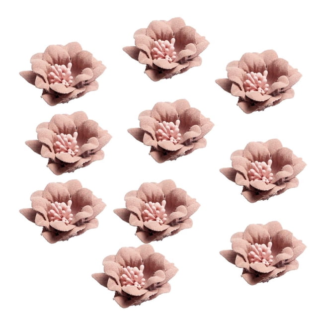 10x Apliques de adornos de cabezas de flores de camelia de gamuza para Rosado SM SunniMix Cabeza de la flor del camelia