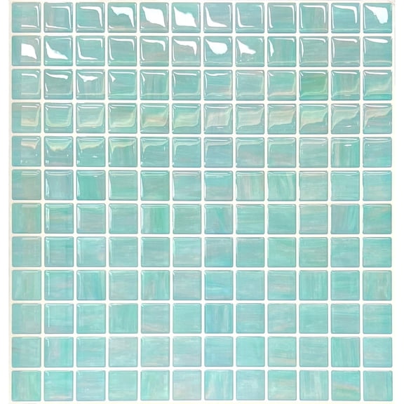 5 Sheets Peel and Stick Backsplash Tiles, Self Adhesive Wall Tile Set 11.8" x 11.8", Ocean Jade Mosaic for Kitchen, Bathroom, Fireplace & RV Decor