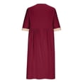 thumbnail image 4 of Vestido largo boho para mujer: vestido informal de manga corta con cuello en V, botones y bolsillos, cintura alta, 4 of 5