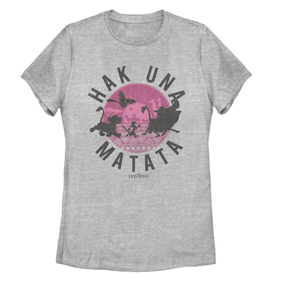 Women's Lion King Hakuna Matata Ornate Circle Graphic Tee Athletic Heather Medium
