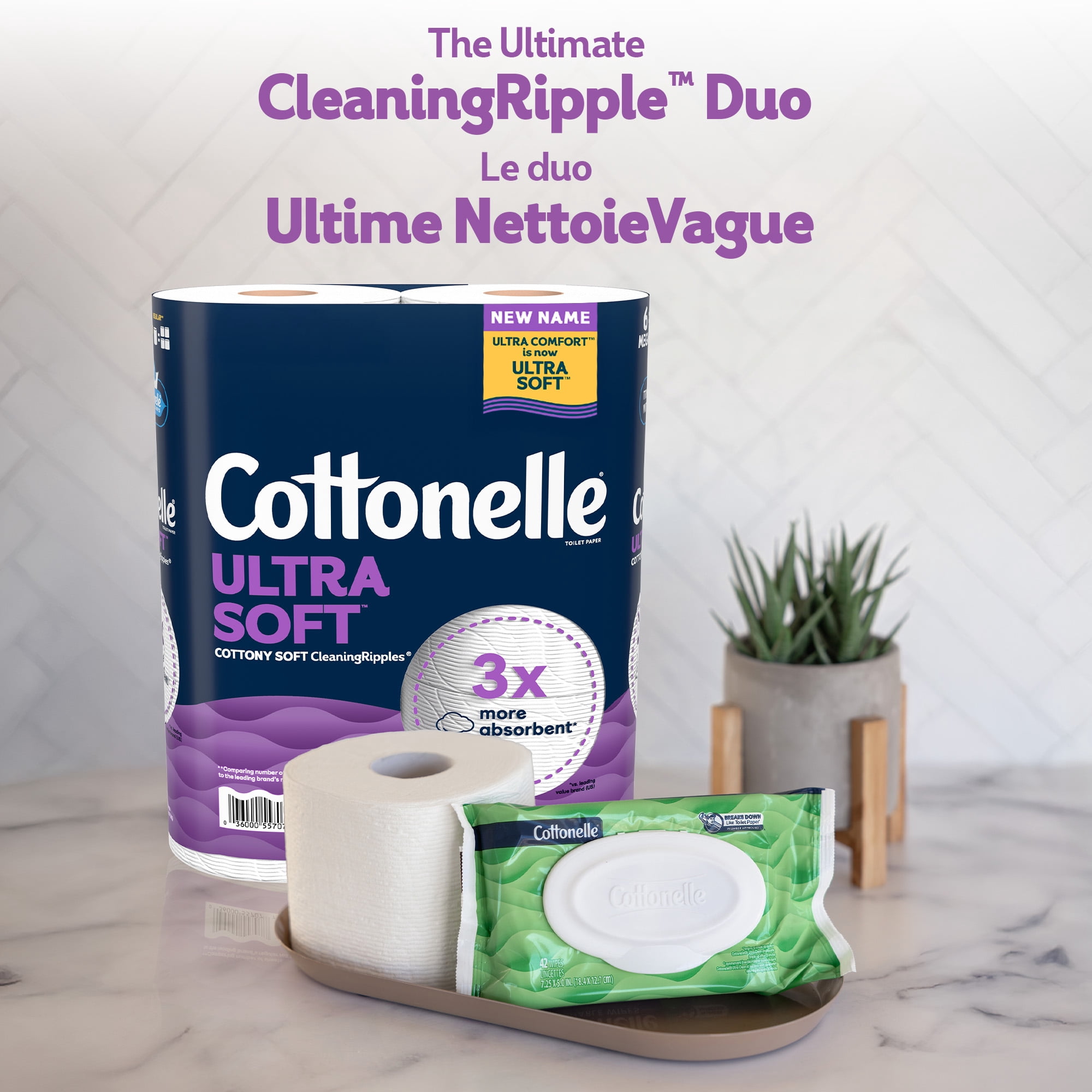 Papier hygiénique Cottonelle Ultra Soft, papier hygiénique résistant, 12 méga rouleaux