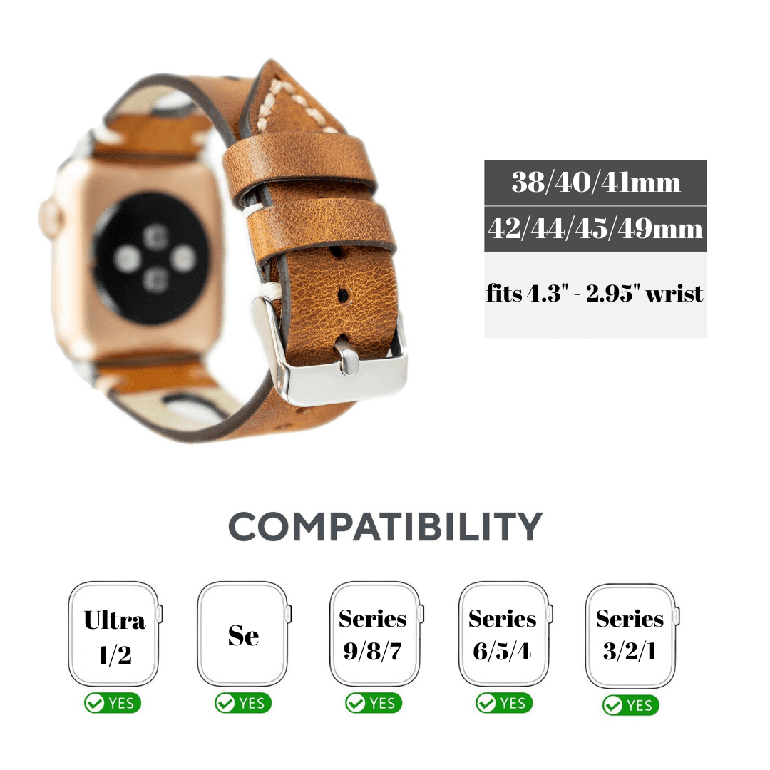 DelfiCase Leather Apple Watch Band Series 10 9 8 7 6 5 4 SE Ultra 1-2 Top Grain Leather Unisex iWatch Bracalet 38mm 40mm 41mm 42mm 44mm 45mm 46mm 49mm Watch Band Fitbit Sense and Versa
